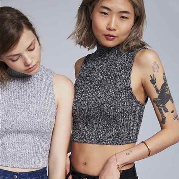 URBAN OUTFITTERS Mock Neck Knit Crop Top | Medium